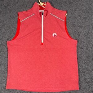 Zero Restriction Vest Mens Large Red Golf 1/4 Zip Windbreaker Pebble Beach Links